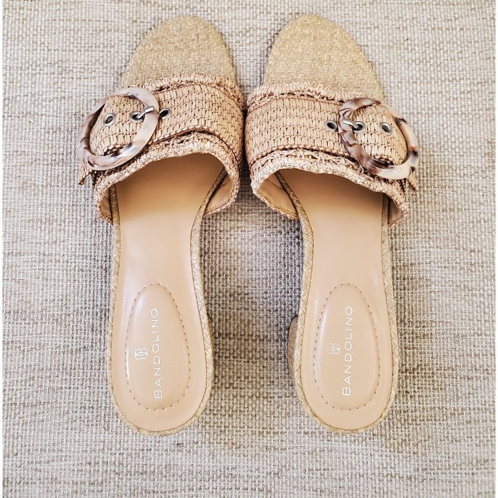 Bandolino Anni Crochet Block Heel Slide Dress Sandals sz 8 - Picture 9 of 13